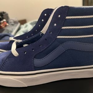 Blue and white hi top vans never been worn